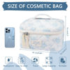 Picture of Large Travel Quilted Makeup Bag for Women,Big Floral Cotton Cosmetic Bag, Cute Coquette Aesthetic Floral Toiletry Organizer Bag (Blue Rose)