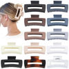 Picture of Sisiaipu Large Square Jumbo Hair Clips - 4.1 Inch Big Jaw Clips for Thick Hair, 12 Pcs Bulk Accessories for Women and Girls - Neutral