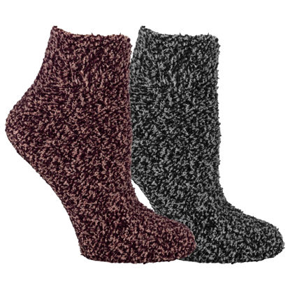 Picture of Dr. Scholl's Women's 2 Pack Soothing Spa Low Cut Lavender + Vitamin E Socks with Silicone Treads, Peach, Burgundy, Gray, Black, Shoe Size: 4-10