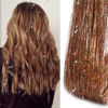 Picture of Clip in Hair Tinsel, Pack of 12Pcs,20 Inch Glitter Tinsel Hair Extensions, Festival Tinsel Fairy Hair Extension Party Dazzle Hair Accessories Strands Kit for Women Girls Kids(12Pcs,Champagne#)