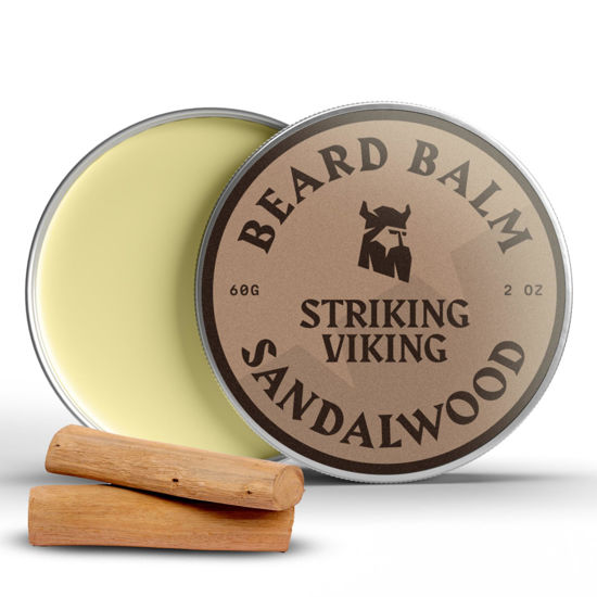 Picture of Beard Balm for Men - Leave in Beard Conditioner - Beard Styling Balm Made of Natural & Organic Beard Butter, Argan & Jojoba Beard Oils - Strengthens & Softens Beards - Sandalwood, 2 Ounce (Pack of 1)
