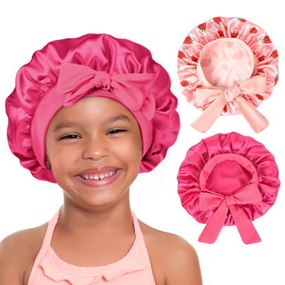 Picture of YANIBEST 2 PCS Baby Bonnet Silk Bonnet for Kids Sleeping Cap Curly Natural Hair Silk Bonnets for Girls Boys Infant