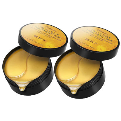 Picture of Fivewan 24k Gold Under Eye Patches - 120 Pcs Eye Mask Pure Gold Anti-Aging Collagen Hyaluronic Acid Under Eye Mask for Removing Dark Circles