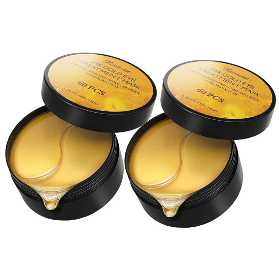 Picture of Fivewan 24k Gold Under Eye Patches - 120 Pcs Eye Mask Pure Gold Anti-Aging Collagen Hyaluronic Acid Under Eye Mask for Removing Dark Circles