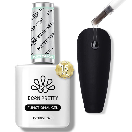 Picture of Born Pretty Matte Gel Top Coat, Matte Finish Nail Polish Top Coat Matte Gel Top Coat for Gel Nail Polish, 15ml No Wipe Matte Finish for Long Lasting Gel Nail Art DIY