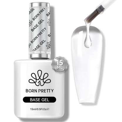 Picture of Born Pretty Gel Nail Polish No Wipe Base Gel Coat,15ml for Gel Nail Polish Soak Off LED Nail Lamp Gel Base Gel Upgraded Formula Long-Lasting DIY Home and Nail Salon
