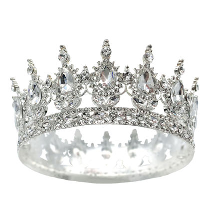 Picture of YOUlDIANZI Queen Crown Rhinestone Wedding Crowns and Tiaras for Women Costume Party Hair Accessories Princess Birthday Crown Crystal Bridal Crown