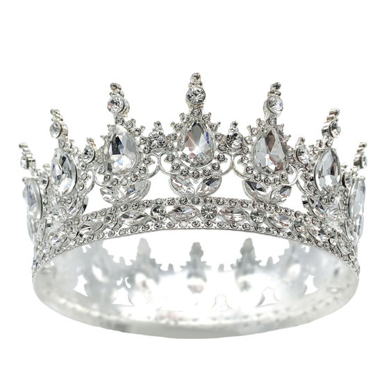 Picture of YOUlDIANZI Queen Crown Rhinestone Wedding Crowns and Tiaras for Women Costume Party Hair Accessories Princess Birthday Crown Crystal Bridal Crown