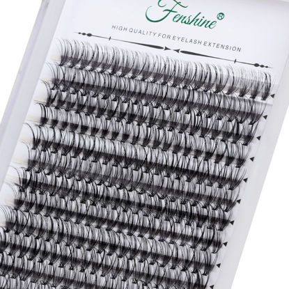 Picture of Fenshine Cluster LashesIndividual Lashes Wide Stem 0.07D 20D Curl 17mm Length DIY Eyelash Extension Individual Soft False Lashes for Personal Use at Home