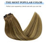 Picture of DOORES Hair Extensions Clip in Human Hair, Medium Brown Highlighted Dirty Blonde 14 Inch 7pcs 120g, Real Hair Extensions Clip in Remy Extensions Straight Balayage Natural Thick Hair