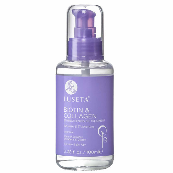 Picture of L LUSETA Biotin Hair Growth Serum with Collagen, Hair Oil for Thin and Damage Hair Growth Oil, Biotin growth serum for Frizzy & Damaged hair, Thickening and Healthier Scalp for Men & Women 3.38 Fl Oz