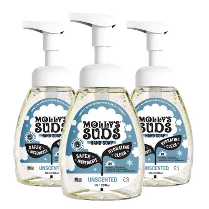 Picture of Molly's Suds Foaming Hand Soap - Made with Aloe and Coconut Oil | Moisturizing Hand Wash | Clean Ingredients, Infused with Essential Oils | Unscented - 8.25 Oz (Pack of 3)
