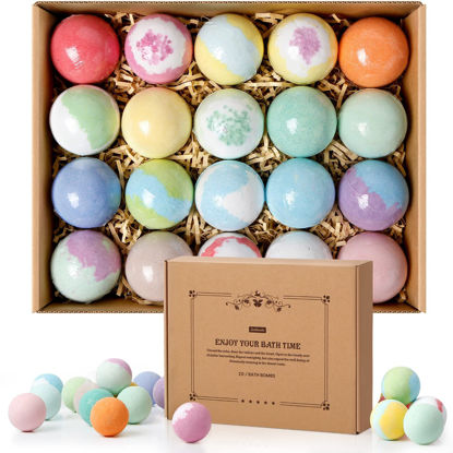 Picture of ZenBombs Bath Bombs Set, 20 pcs Natural Shea Butter & Safe Oil Bath Bomb for Skin Moisturizing, Handmade Bubble Bath & Fizzy, Ideal Presents for Women