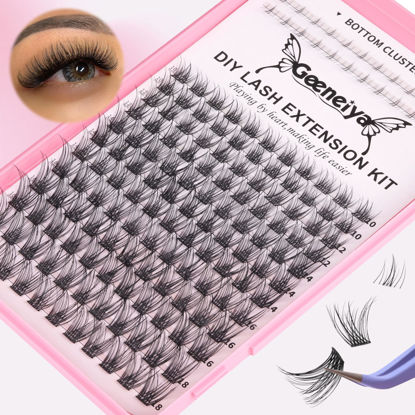 Picture of C Curl Lash Clusters Wispy Cluster Eyelash Extensions 10-18MM Natural Individual Eyelashes with Bottom Cluster Lashes DIY Lash Extensions by Geeneiya