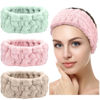 Picture of Chuangdi 3 Pieces Terry Cloth Elastic Headbands for Women - Makeup, Face Washing, Yoga, Sports, Shower (Pink, Green, Brown)