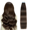 Picture of SUYYA Tape in Hair Extensions Human Hair 100% Remy Human Hair Darkest Brown 50g/pack 20pcs Straight Seamless Skin Weft Tape Hair Extensions(22 inches #2 Darkest Brown)