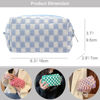 Picture of PAZIMIIK Checkered Makeup Bag for Purse Portable Zipper Make Up Pouch Small Cosmetic Case for Travel Accessories (2PCS Blue Hotpink)