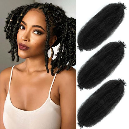Picture of Marley Twist Braiding Hair 8 Inch 3 Packs, Springy Afro Twist Hair Pre Fluffed Spring Twist Hair Pre Separated Wrapping Hair for Soft Locs Hair Extensions (8 Inch (Pack of 3), 1B#)