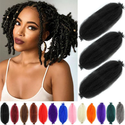 Picture of Marley Twist Braiding Hair 12 Inch 3 Packs, Springy Afro Twist Hair Pre Fluffed Spring Twist Hair Pre Separated Wrapping Hair for Soft Locs Hair Extensions (12 Inch (Pack of 3), 1B#)