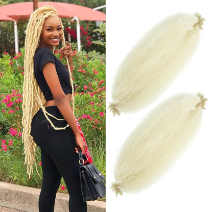 Picture of Afro Twist Hair 30 Inch 2 Packs, Springy Afro Twist Hair Pre Fluffed Spring Twist Hair Pre Stretched Wrapping Hair for Soft Locs Hair Extensions (30 Inch (Pack of 2), 613#)