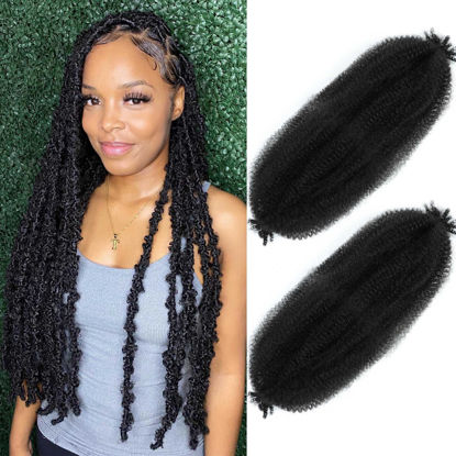Picture of Afro Twist Hair 30 Inch 2 Packs, Springy Afro Twist Hair Pre Fluffed Spring Twist Hair Pre Stretched Wrapping Hair for Soft Locs Hair Extensions (30 Inch (Pack of 2), 1B#)