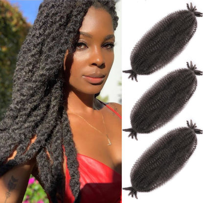 Picture of Afro Twist Hair 24 Inch 3 Packs, Springy Afro Twist Hair Pre Fluffed Spring Twist Hair Pre Stretched Wrapping Hair for Soft Locs Hair Extensions (24 Inch (Pack of 3), 4#)
