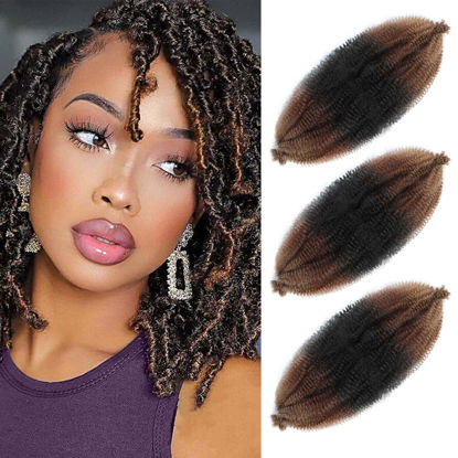 Picture of Afro Twist Hair 12 Inch 3 Packs, Springy Afro Twist Hair Pre Fluffed Spring Twist Hair Pre Stretched Wrapping Hair for Soft Locs Hair Extensions (12 Inch (Pack of 3), 1B/30/27#)