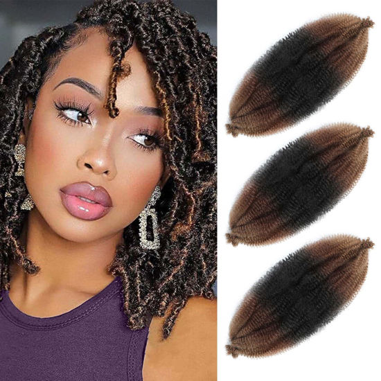 Picture of Springy Afro Twist Hair 24 Inch 3Packs, Afro Twist Hair Pre Fluffed Spring Twist Hair Pre Separated Wrapping Hair for Soft Locs Hair Extensions (24 Inch (Pack of 3), 1B/30/27#)