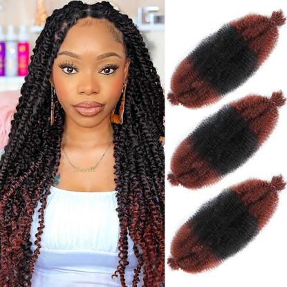 Picture of Afro Twist Hair 24 Inch 3 Packs, Springy Afro Twist Hair Pre Fluffed Spring Twist Hair Pre Stretched Wrapping Hair for Soft Locs Hair Extensions (24 Inch (Pack of 3), 1B/350#)
