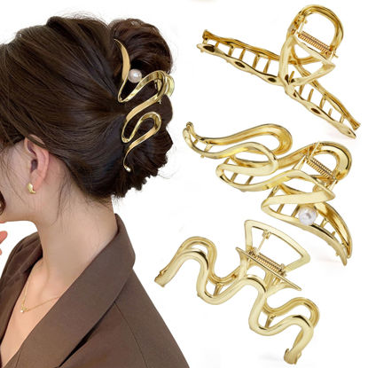 Picture of Mehayi 3 PCS Metal Large Hair Claw Clips for Thick Heavy Hair, Big Non-Slip Hair Catch Barrette Jaw Clamp, Strong Hold Claw Barrettes for Long Hair, Fashion Hair Styling Accessories for Women Girls
