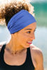 Picture of GILI 2 Pack Wide Headbands for Women Boho African Knotted Non Slip Fashion Hair Bands Yoga Running Sports Workout Gym Head Wraps Elastic Soft Cotton Cloth Turbans Bandana for Girls(Black, Blue)