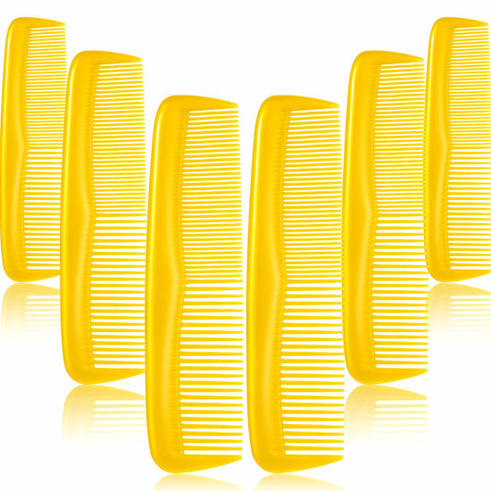 Picture of 12 Pieces Hair Combs Set Pocket Fine Plastic Hair Combs for Women and Men, Fine Dressing Comb (Yellow)