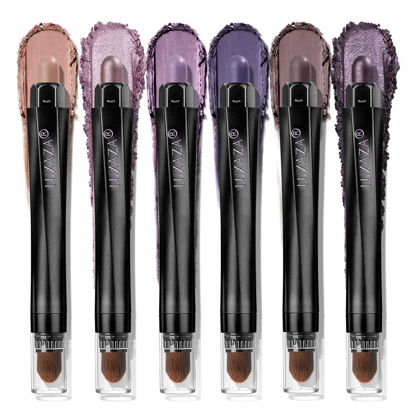 Picture of LUXAZA PRO Neutral Eyeshadow Stick Makeup Set, Metallic Shimmer Matte Cream Eye Shadow Eyeliner Brightener Pencil Crayon - Classic 6PCS A012