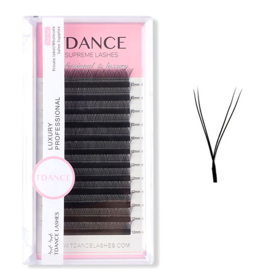 Picture of TDANCE YY Lash Extensions C Curl 0.05mm Thickness Volume Extension 4D Fans 11mm YY Lashes Long Lasting Easy Application Lashes Premade Fans Matte Black Lashes(YY, C-0.05,11mm)