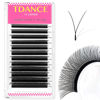 Picture of TDANCE YY Lash Extensions D Curl 0.07mm Thickness Volume Extension 4D Fans 12mm YY Lashes Long Lasting Easy Application Lashes Premade Fans Matte Black Lashes(YY, D-0.07,12mm)