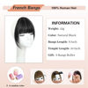 Picture of NAYOO Clip in Bangs 100% Real Human Bangs Hair Extensions French Bangs Clip on Hair Bangs for Women Fringe with Temples Hairpieces Curved Bangs for Daily Wear（Natural Black）