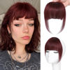 Picture of NAYOO Clip in Bangs - 100% Human Hair French Bangs Clip in Hair Extensions, Red French Bangs Fringe with Temples Hairpieces for Women Curved Bangs for Daily Wear