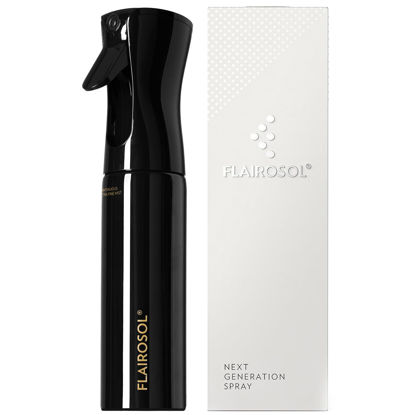 Picture of FLAIROSOL Spray Bottle for Hair, Continuous Spray Bottle with 0.3MM Ultra Fine Mist, Water Mister Spray Bottle for Hairstyling, Cleaning, Plants, Pets, 10.1oz/300ml, Black Bottle, Gold Print