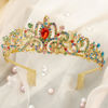 Picture of Gold Wedding Crown for Bride Crystal Princess Tiaras for Women Rhinestone Sparkly Headbands Happy 21st Birthday Crown with Combs Elegant Headdress Decorations for Bridal Prom Party Costumes Gifts