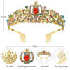 Picture of Gold Wedding Crown for Bride Crystal Princess Tiaras for Women Rhinestone Sparkly Headbands Happy 21st Birthday Crown with Combs Elegant Headdress Decorations for Bridal Prom Party Costumes Gifts