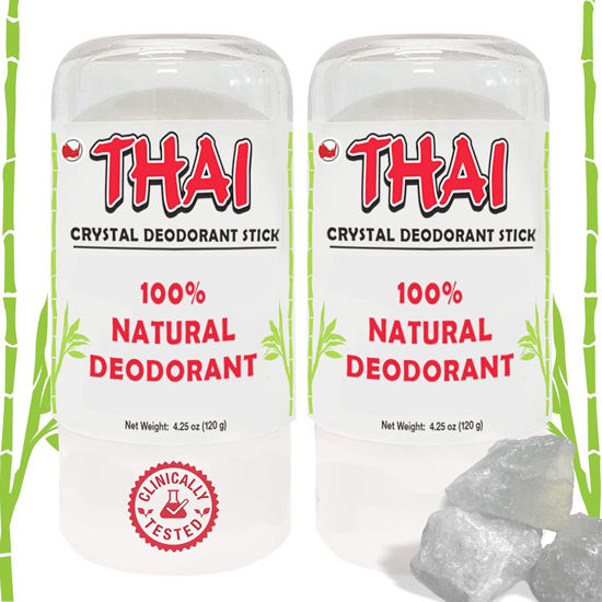 Picture of 2-PACK Thai Crystal Deodorant Salt Stone - Clinically Tested, Dermatologist Approved - Natural Unscented for Women Men & Teens