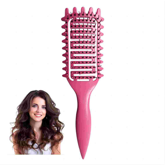 Picture of Boar Bristle Vented Curly Hair Brush for Shaping and Defining Curls in Women