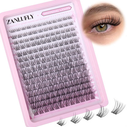 Picture of Lash CLusters Wispy Eyelash Clusters Natural Lash Extensions C Curl zanlufly Individual Lashes DIY Eyelash Extensions at Home Mix Length Cluster Lashes (180Pcs,8-16MM)