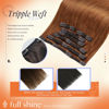 Picture of Full Shine Copper Hair Extensions 14 Inch Red Clip in Human Hair Extensions Tripple Weft Easy Wear Hair Extensions Clip ins Remy Auburn Brown Clip in Extensions Colored Hair 7Pcs