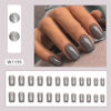 Picture of Press on Nails Short Square Acrylic Fake Nails with Apricot Design Full Cover False Nails Glossy Nude Glue on Nails Artificial Stick on Nails for Women 24Pcs (Bursting Silver)