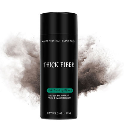 Picture of THICK FIBER Hair Fibers for Thinning Hair & Bald spots (DARK BROWN) - 25g Bottle - Conceals Hair Loss in Seconds - Hair Powder for Women & Men