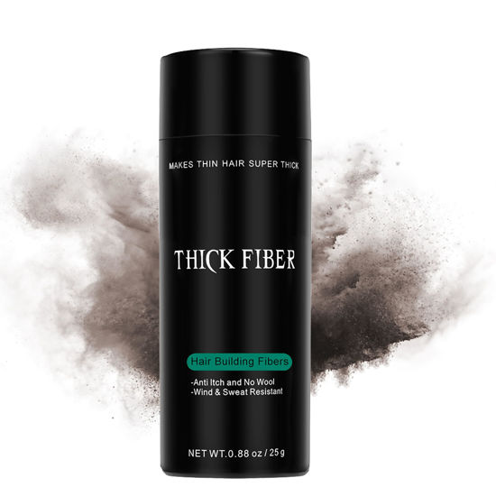 Picture of THICK FIBER Hair Fibers for Thinning Hair & Bald spots (DARK BROWN) - 25g Bottle - Conceals Hair Loss in Seconds - Hair Powder for Women & Men