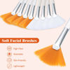 Picture of 9 Pieces Facial Brushes Fan Mask Brushes, Soft Facial Applicator Brushes Tools for Peel Glycolic Mask Makeup for Mud Cream (White, Yellow)