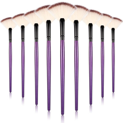 Picture of 9 Pieces Facial Brushes Fan Mask Brushes, Soft Facial Applicator Brushes Tools for Peel Glycolic Mask Makeup for Mud Cream (Purple and Black)