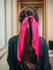 Picture of Pack of 2 Knotted Bow Hair Scrunchies Elastic Hair Scarf Black Hair Ties Bands Satin Hair Ribbon Scrunchy Red Ponytail Holder for Women and Girls (Hot pink)